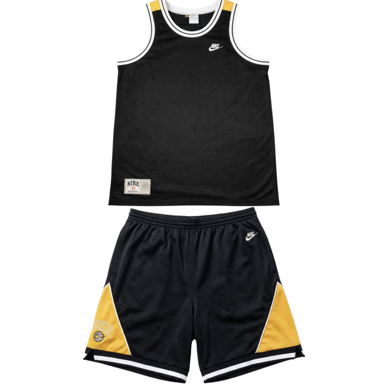 Nike Basketball - Trikot Set Shorts Herren L Schwarz Gelb Jersey Sport-Outfit 