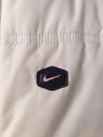 Nike Vintage Puffer Weste Herren L Weiß Dunkelblau Gesteppt Fleece-Futter Retro