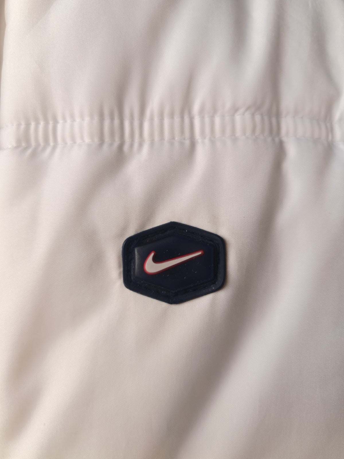 Nike Vintage Puffer Weste Herren L Weiß Dunkelblau Gesteppt Fleece-Futter Retro
