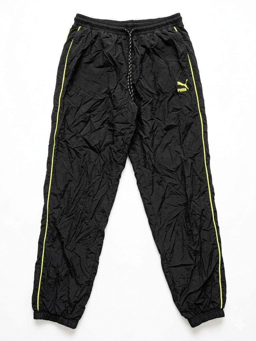PUMA Vintage Trainingshose Schwarz Gelb – Retro Track Pants Nylon Gr.