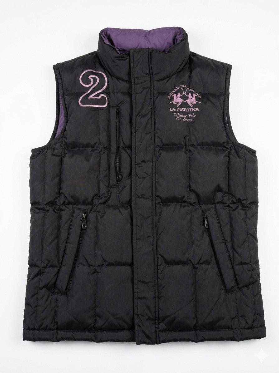 La Martina Weste Herren Daunenweste Schwarz/Lila Gr. M Winter Snow Polo