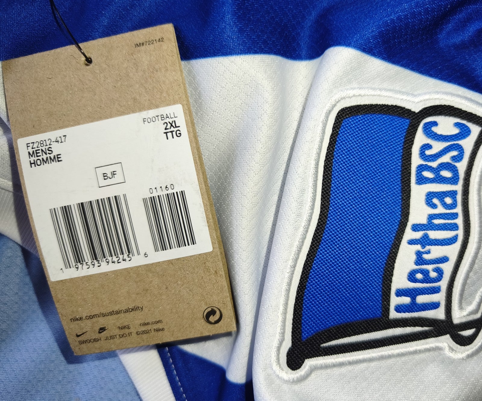Hertha BSC Berlin Nike Trikot XXL "checkcars24.de" | Nr. 24 | ,,Dardy" | Neu
