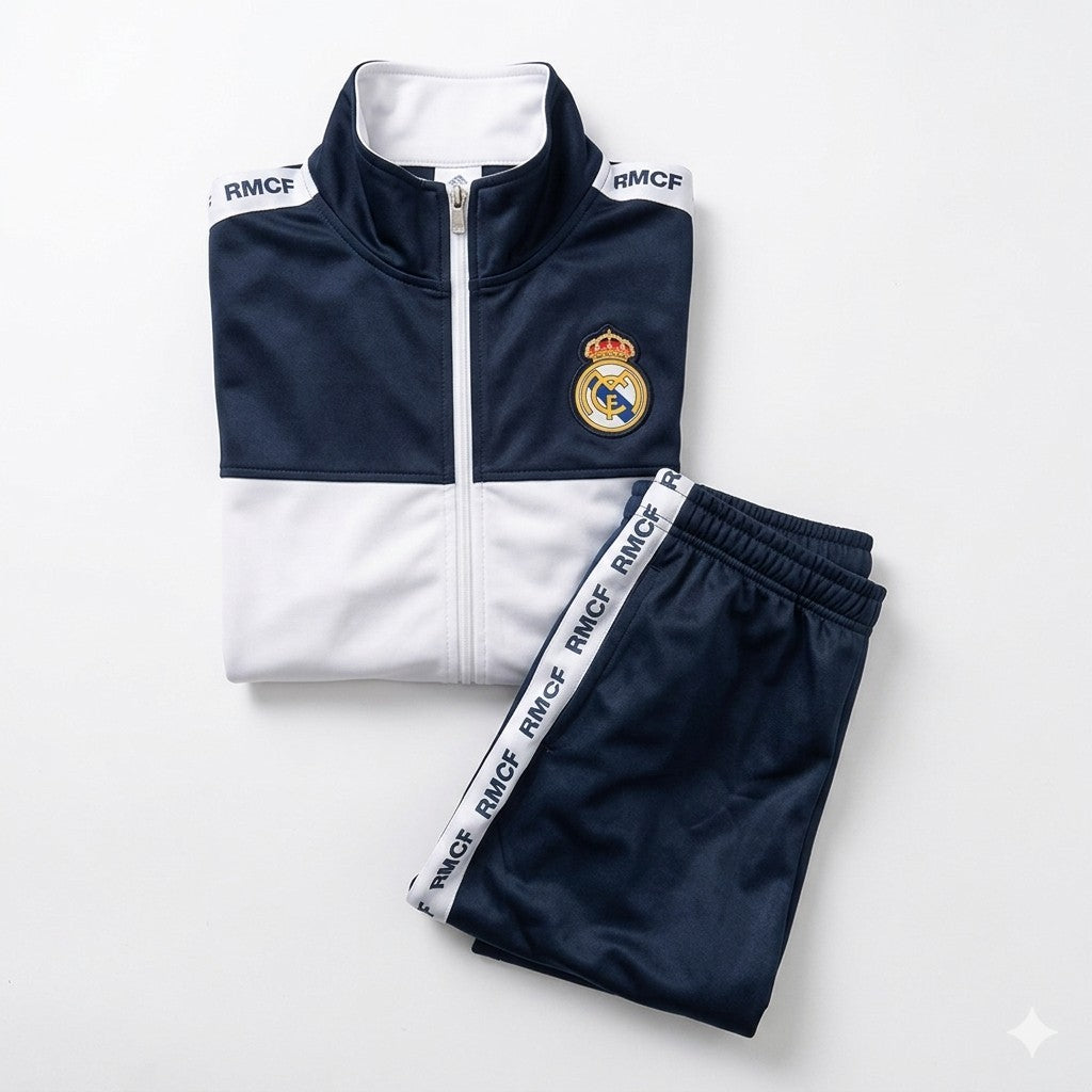 Real Madrid Trainingsanzug Herren RMCF Jogginganzug Navy/Weiß Gr. S