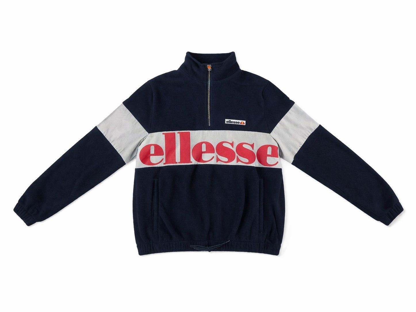 ellesse Damen Fleece-Pullover Navy Blau – Half-Zip Vintage Sweatshirt Gr. 36 