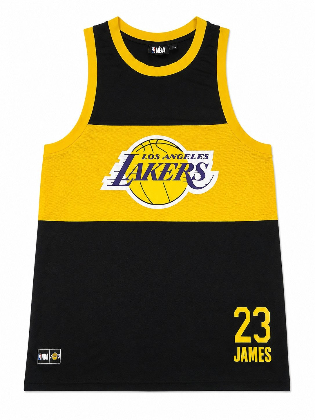 NBA LA Lakers Jersey LeBron James #23 Basketball Trikot Gr. L Schwarz Gelb TOP