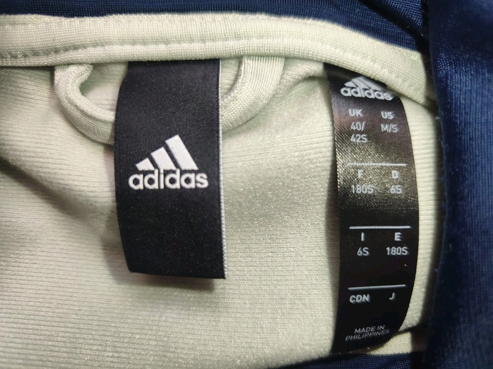 Adidas - Trainingsjacke, Standart- Sportjacke, Polyester, Beige/Blau - Gr. M