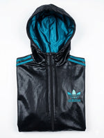 Adidas Chile 62 Jacke Hoodie Schwarz Türkis Wet-Look Glanz Gr. S Herren / Unisex