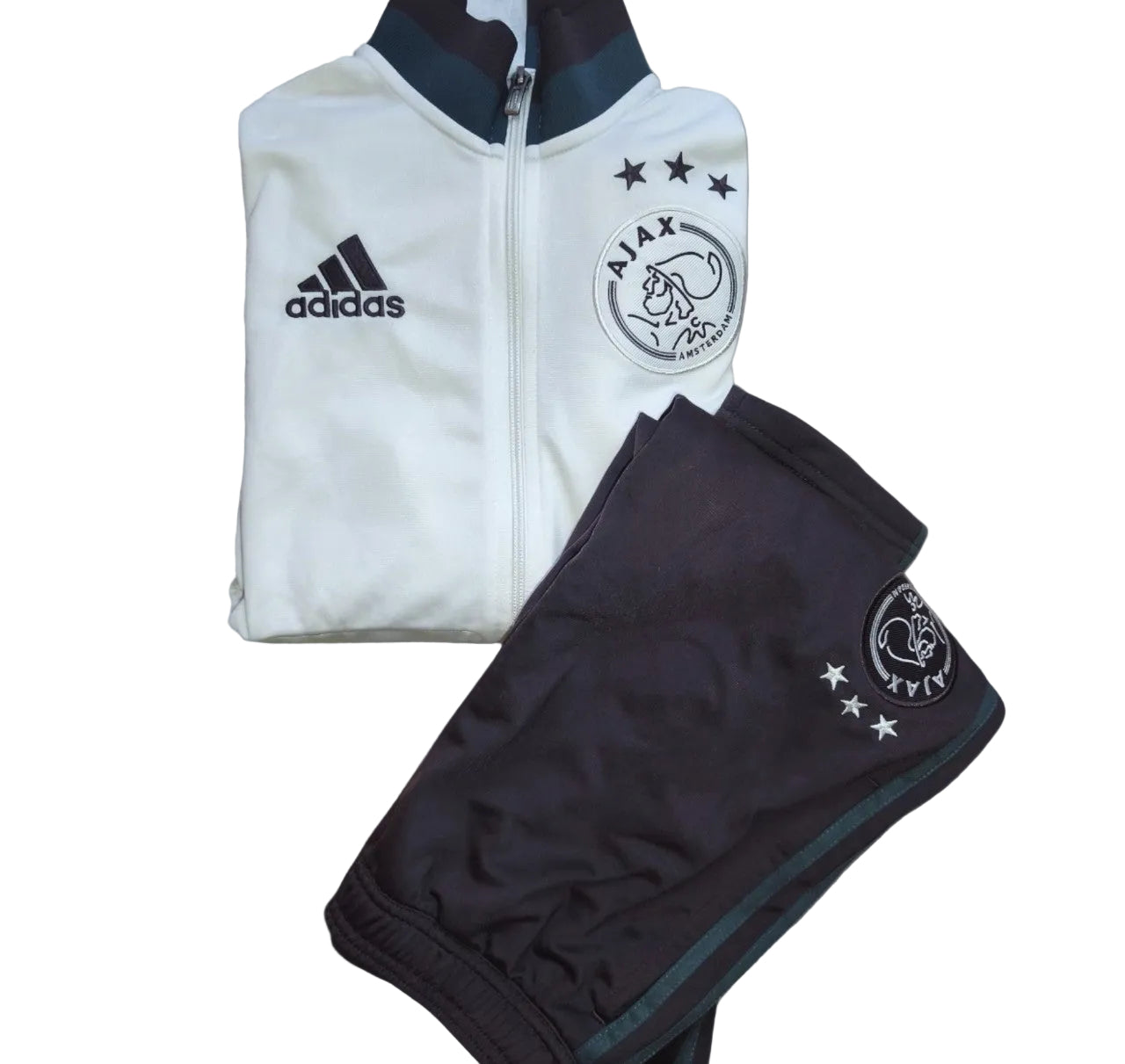 Adidas Ajax Amsterdam Trainingsanzug Weiß/Schwarz Herren Gr. 164, UK 13-14Y