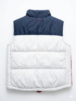 Nike Vintage Puffer Weste Herren L Weiß Dunkelblau Gesteppt Fleece-Futter Retro