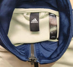 Adidas - Trainingsjacke, Standart- Sportjacke, Polyester, Beige/Blau - Gr. M