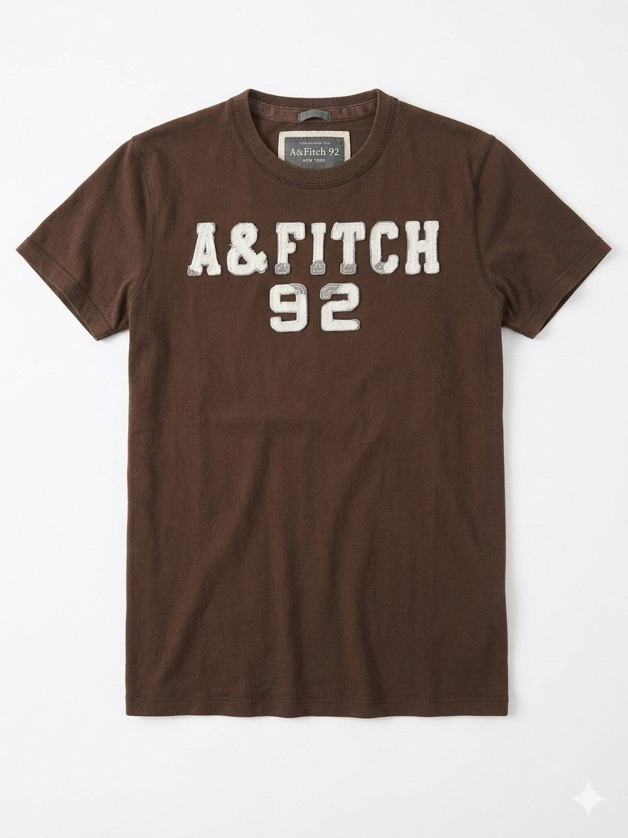Abercrombie & Fitch - Herren T-Shirt mit Frontpatch, Braun, Gr.M, Gebraucht