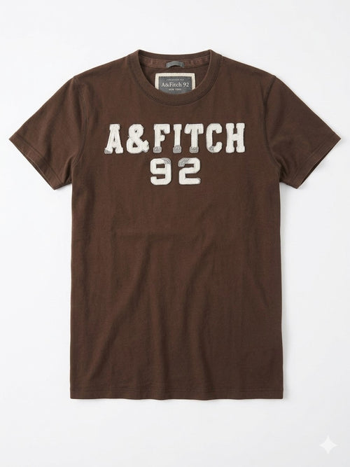 Abercrombie & Fitch - Herren T-Shirt mit Frontpatch, Braun, Gr.M, Gebraucht