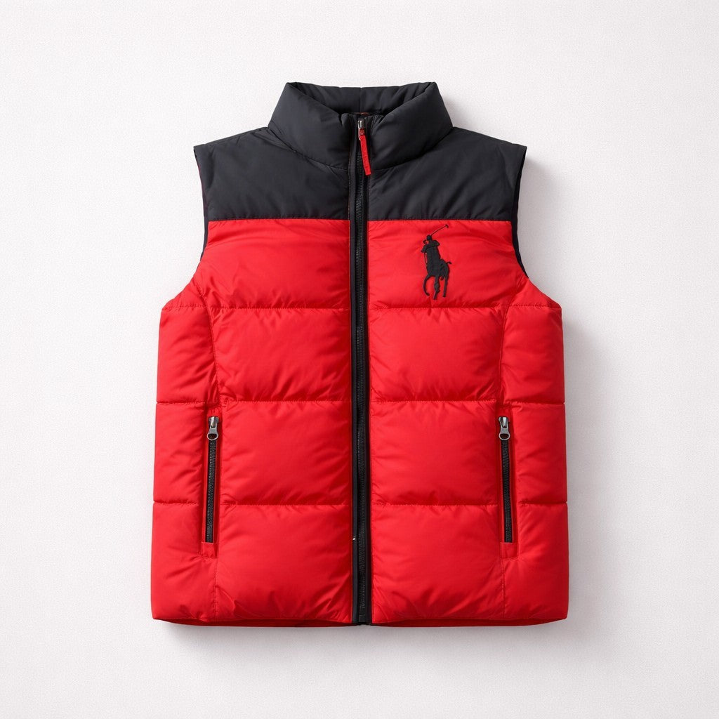 POLO RALPH LAUREN Wendeweste Gr. S Herren- Big Pony Rot Blau Puffer, Sehr Gut 