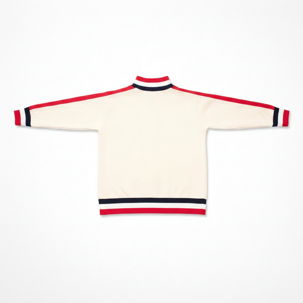 Tommy Hilfiger Herren Jacke Weiß Rot Blau Gr. M / 12 / 40 Zip-Sweater Logo