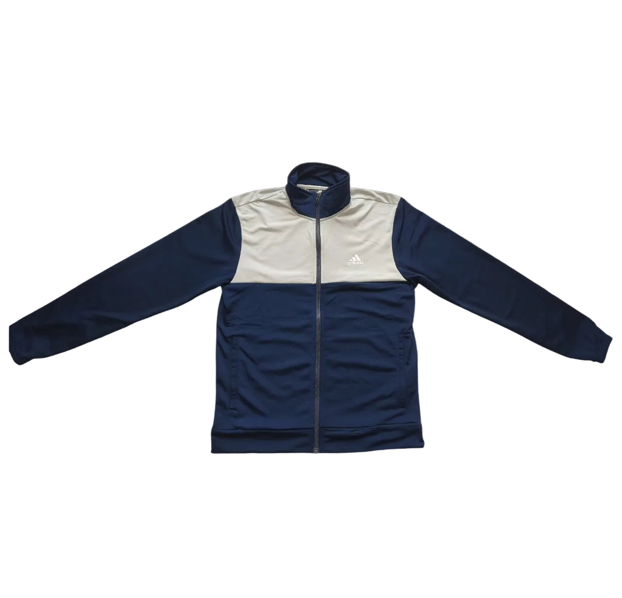 Adidas - Trainingsjacke, Standart- Sportjacke, Polyester, Beige/Blau - Gr. M
