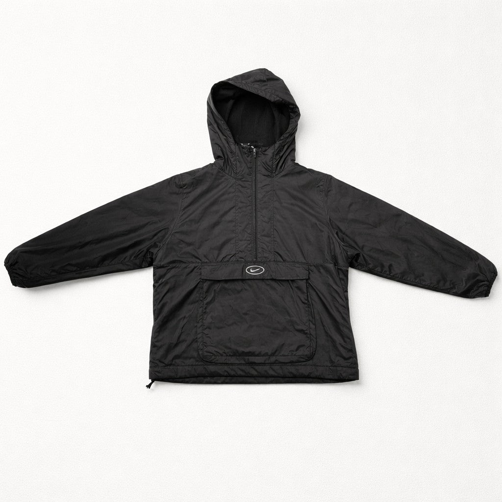 Nike Vintage Anorak Schwarz – Windbreaker mit Backprint Swoosh, Gr. M, Kurzgröße
