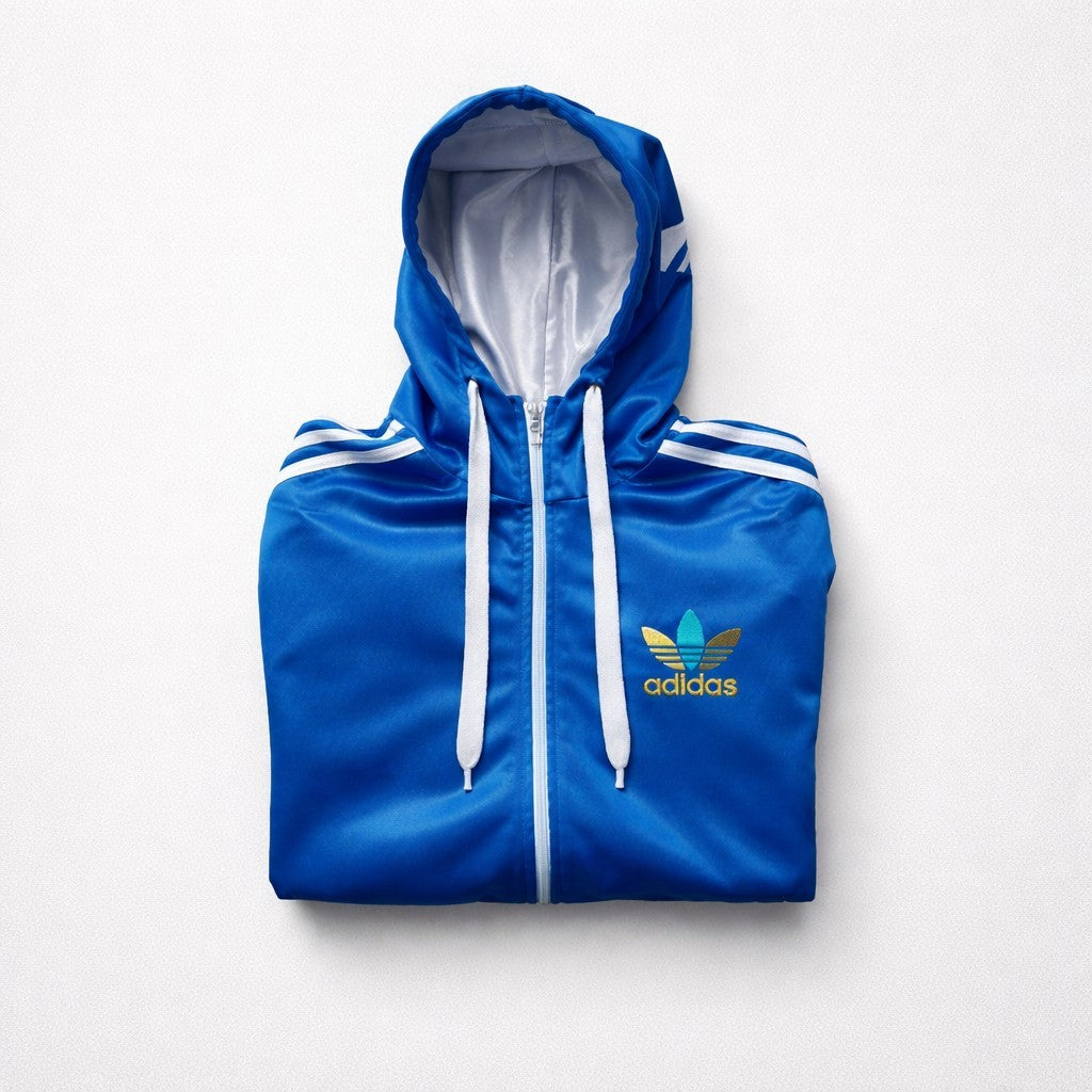 Adidas Chile 62 Hoodie Trainingsjacke Blau Glanz Retro Vintage Gr. S Herren