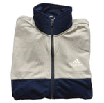 Adidas - Trainingsjacke, Standart- Sportjacke, Polyester, Beige/Blau - Gr. M