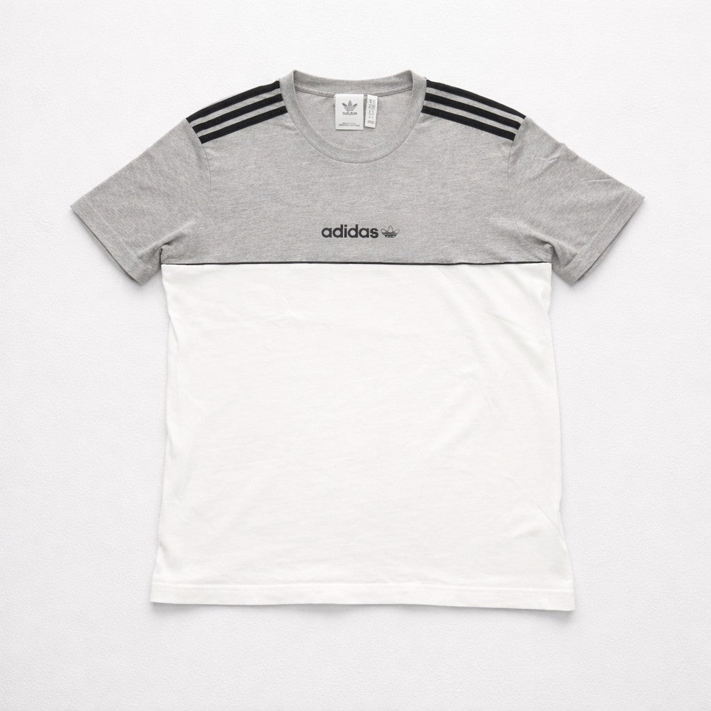 adidas Originals T-Shirt Herren Gr. M Grau Weiß Logo Print Streifen Sport Casual