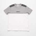 adidas Originals T-Shirt Herren Gr. M Grau Weiß Logo Print Streifen Sport Casual