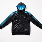 Adidas Originals Chile 62 Trainingsjacke mit Kapuze Gr. M – Schwarz/Blau –