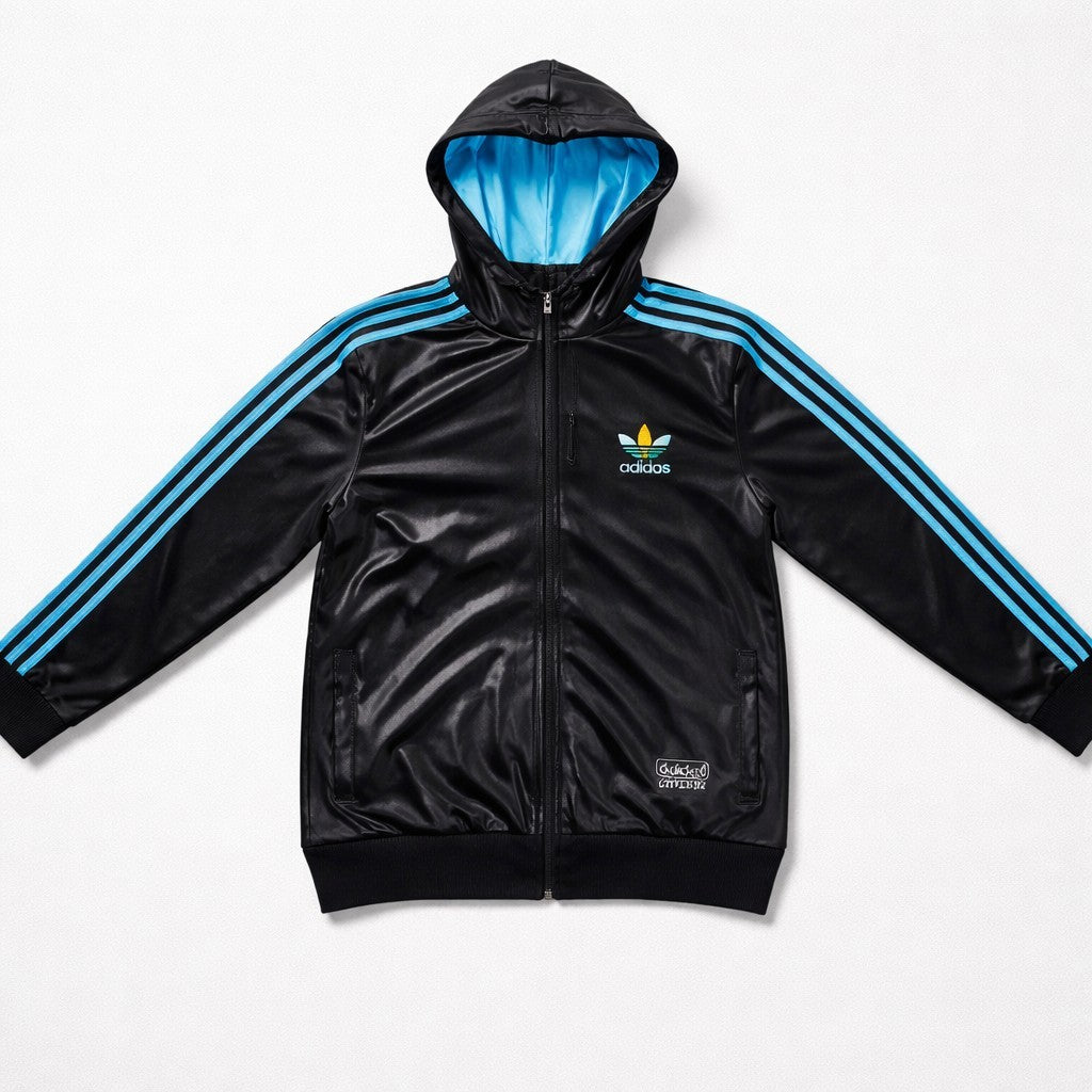 Adidas Originals Chile 62 Trainingsjacke mit Kapuze Gr. M – Schwarz/Blau –