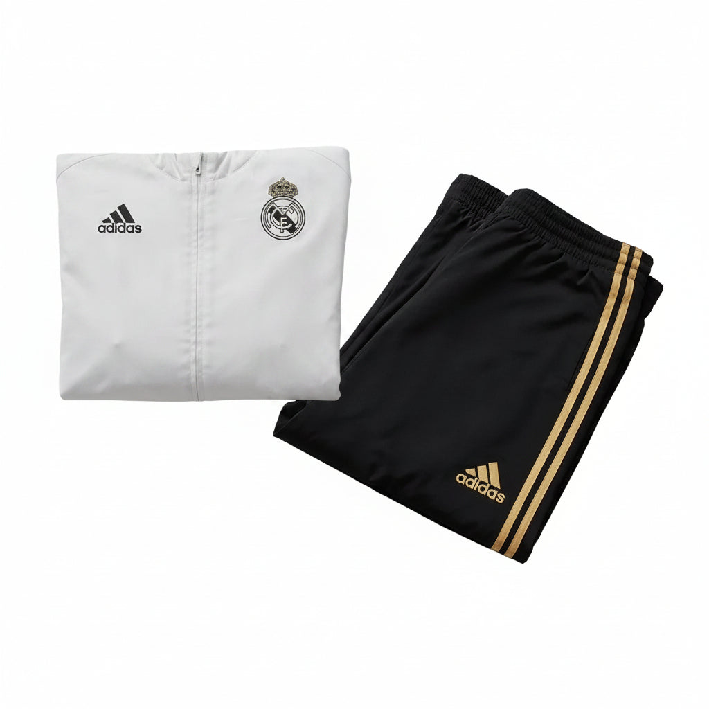 Real Madrid Trainingsanzug Adidas Weiß/Gold Gr. S – Sehr guter Zustand