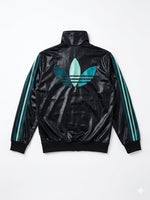Adidas Chile 62 Jacke Schwarz Türkis Wet-Look Glanz Mit Kragen, Gr. S Herren