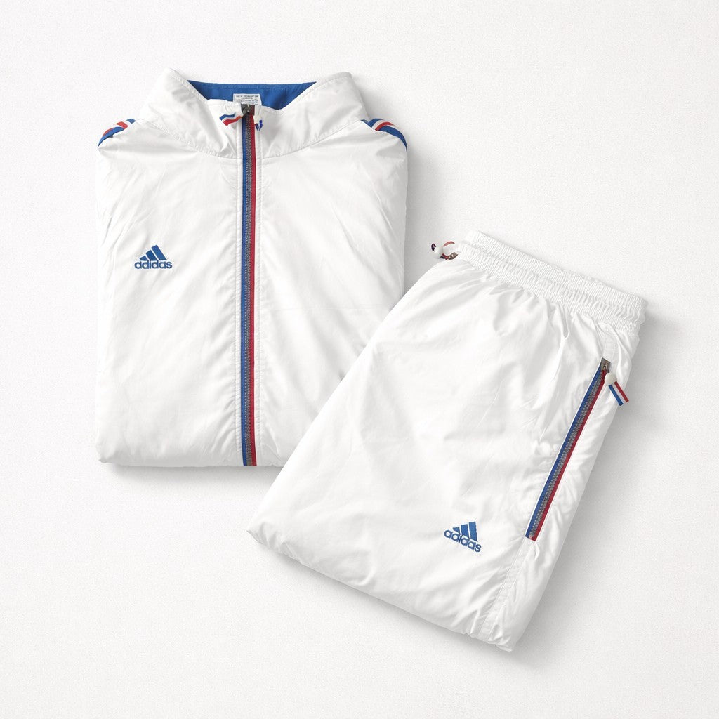Adidas Frankreich Trainingsanzug Weiss Gr. L / 8 Vintage Tracksuit France, Rare