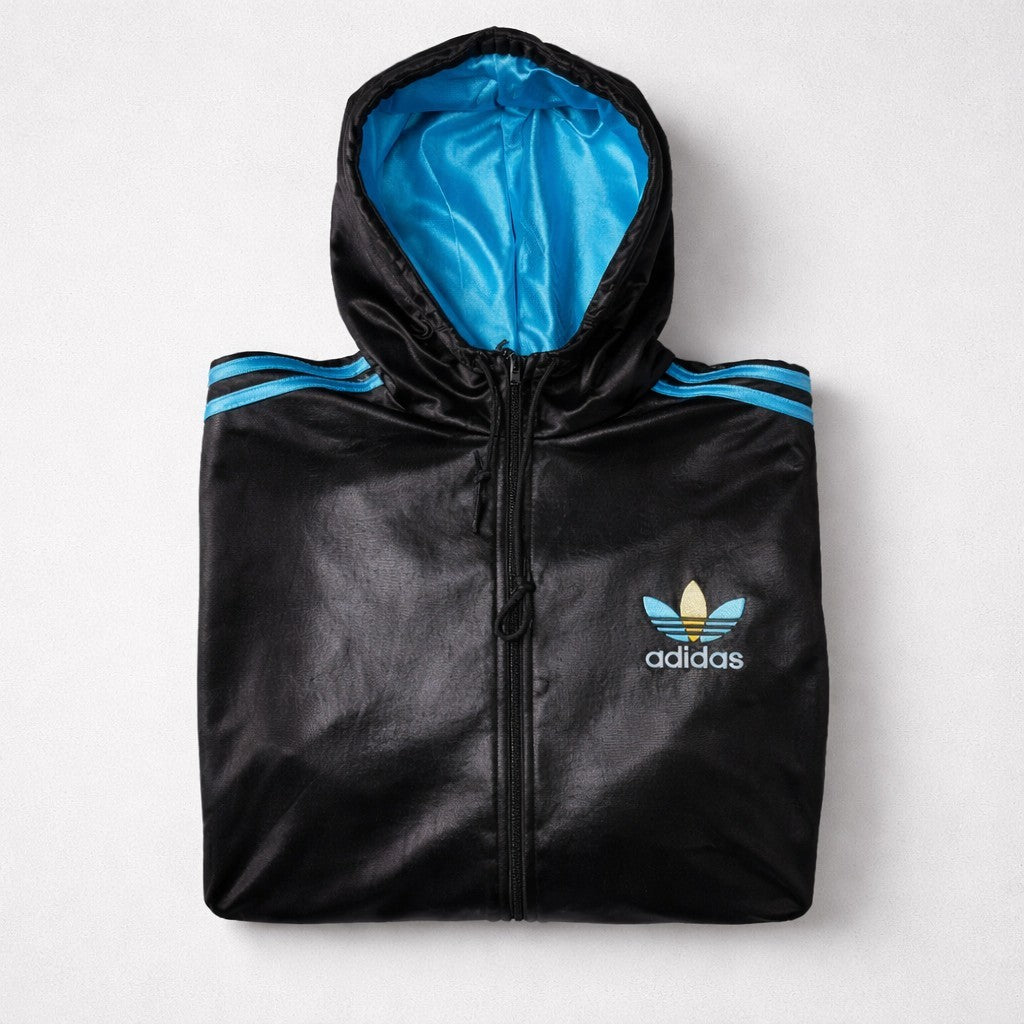 Adidas Originals Chile 62 Trainingsjacke mit Kapuze Gr. M – Schwarz/Blau –