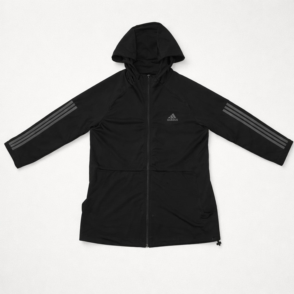 adidas Damen Jacke Hoodie Gr. L Schwarz Übergangsjacke Sport Kapuze 3-Streifen