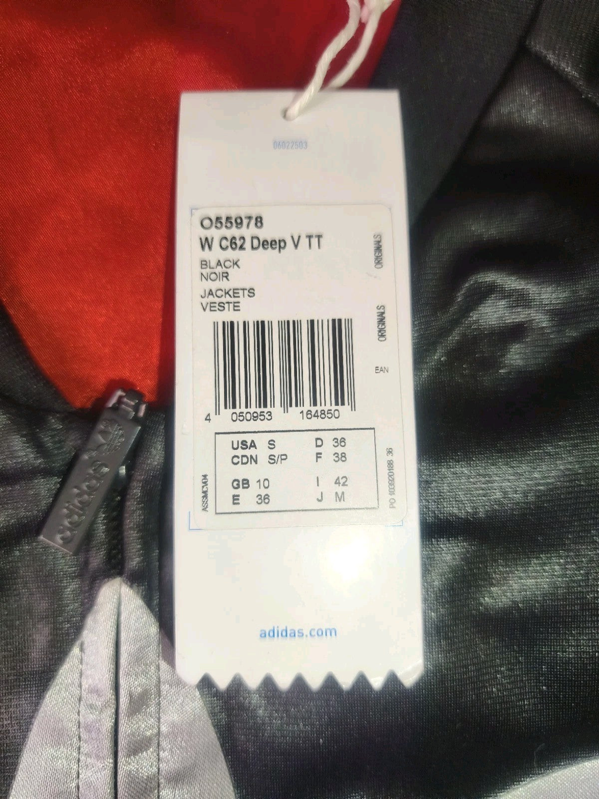 Vintage Adidas Chile 62 Damen Trainingsjacke Schwarz Rot Glanz-Optik Gr. S (36)