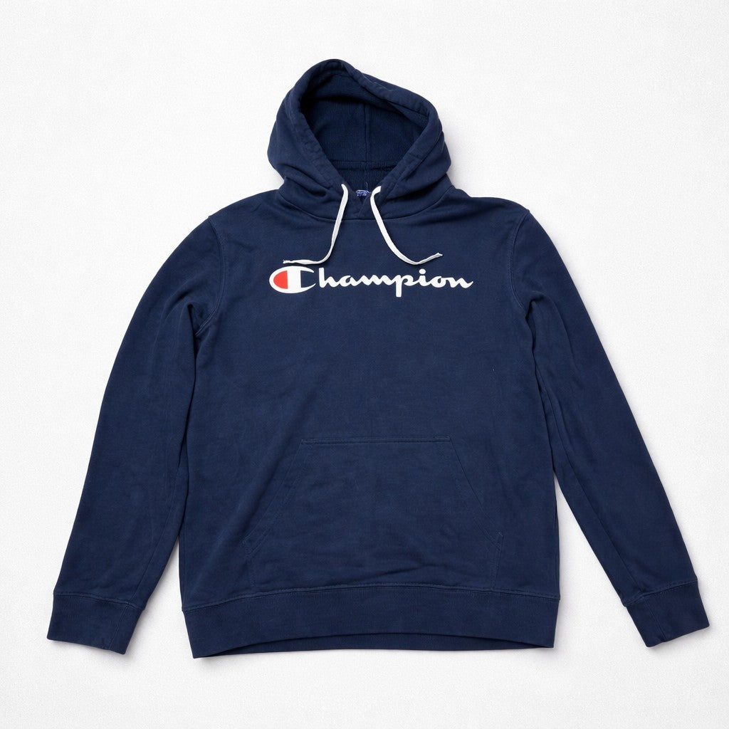 Champion Hoodie Herren Dunkelblau Navy – Gr. M (Oversize) – Logo-Print Blau