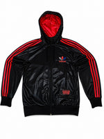 adidas Chile 62 Herren Jacke Kapuze Gr. S Schwarz Neon Orange, Wet-Look