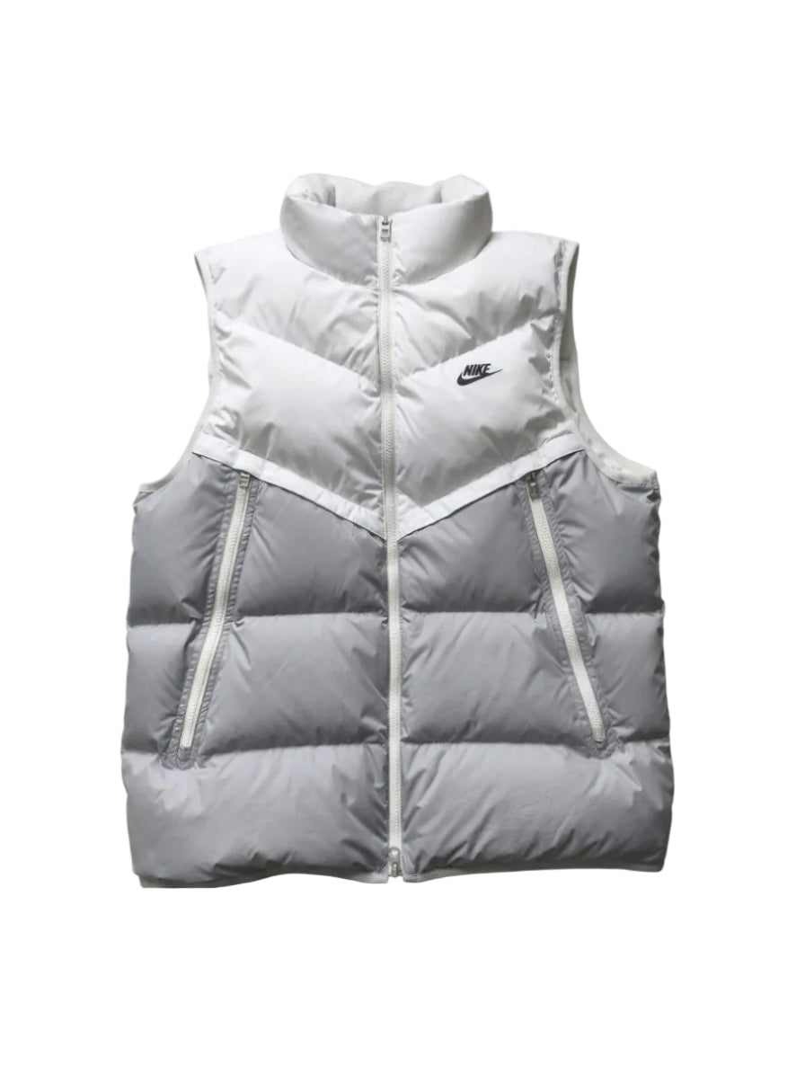 Nike Windrunner Weste Herren L Weiß Grau Daunenweste Storm-Fit Steppweste Puffer