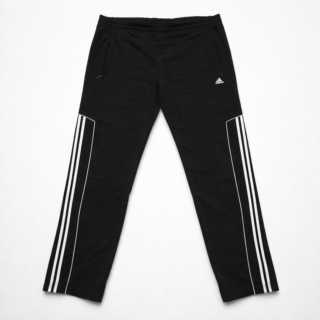 Adidas Vintage Track Pants Black/White | Gr. L Oversize | Wide Leg & Open Hem