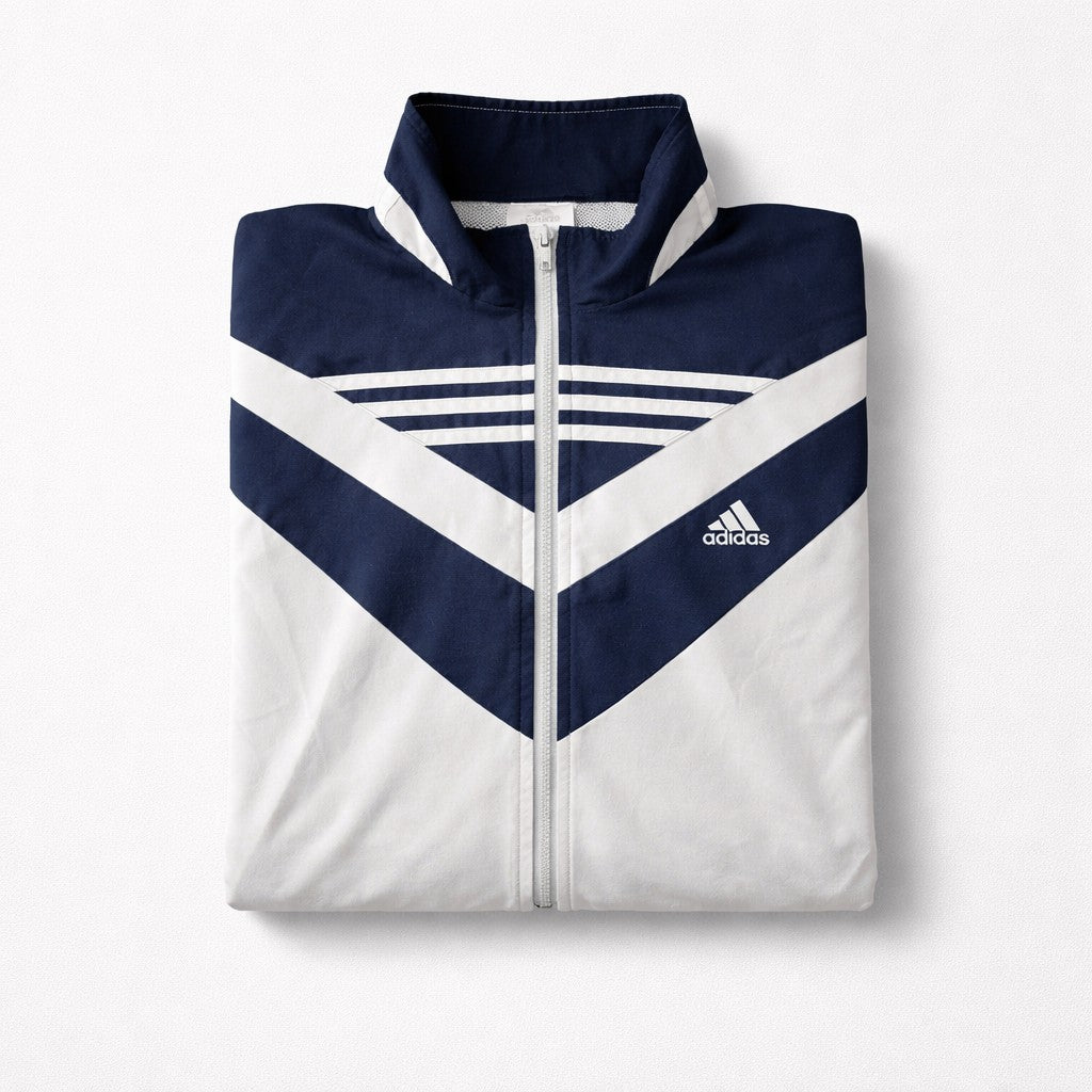 Vintage Adidas Track Jacket Trainingsjacke Blau Grau Herren Gr. M / L Retro 90s