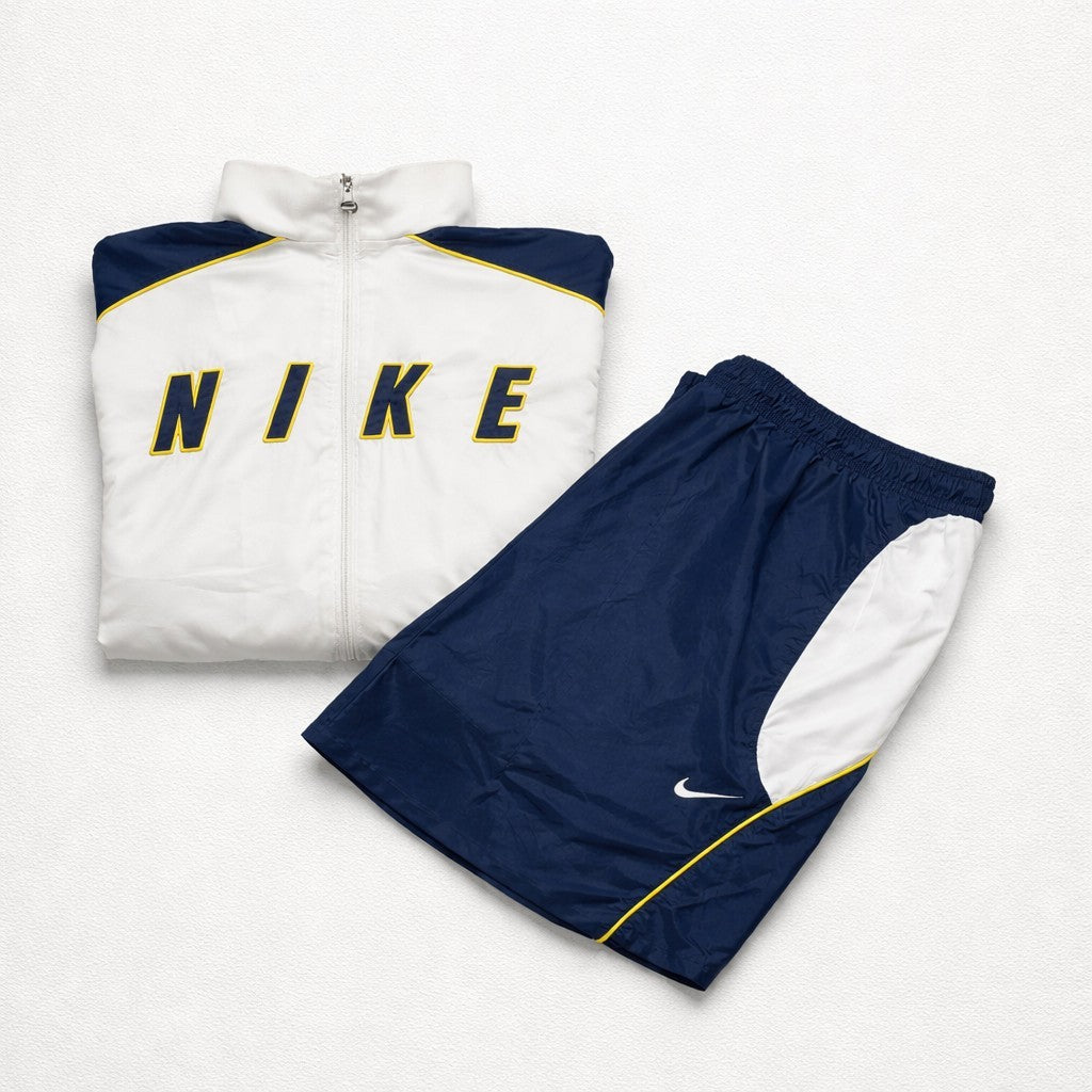 Nike Sportanzug Herren XL Weiß Dunkelblau Jogginganzug Vintage Style