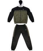 Lacoste Trainingsanzug Herren Gr. M – Windbreaker & Hose – Schwarz/Khaki/Weiß 