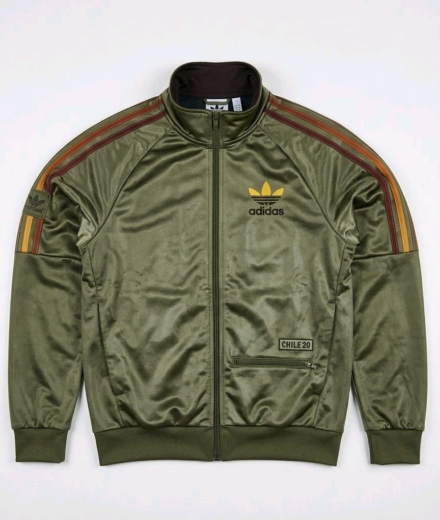 Adidas Chile 20 Trainingsjacke Herren XS Oliv-Grün Gold Glanz-Optik Wet-Look TOP