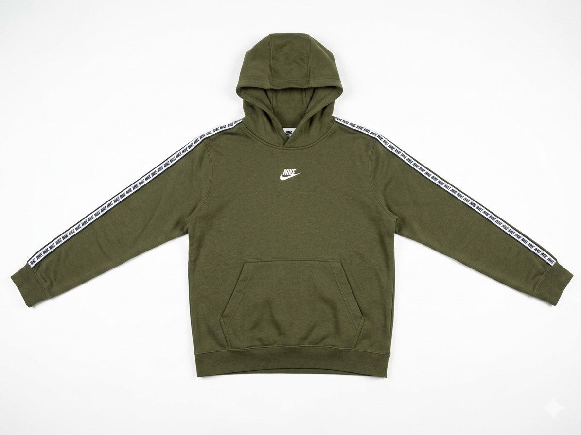 Nike Hoodie Jungen Gr. L (147-158) Khaki Olivgrün Kapuzenpullover Taping Logo
