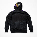 Adidas Originals Chile 62 Wet-Look Kapuzenjacke – Schwarz/Lila/Gold – Gr. S