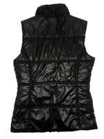 Adidas Weste Damen Schwarz Glanz Steppweste Gr. 36 (S) Trefoil Wet-Look Puffer