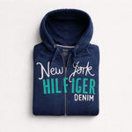 Tommy Hilfiger Denim Zip Hoodie Herren Navy Blau New York Stickerei Gr. M