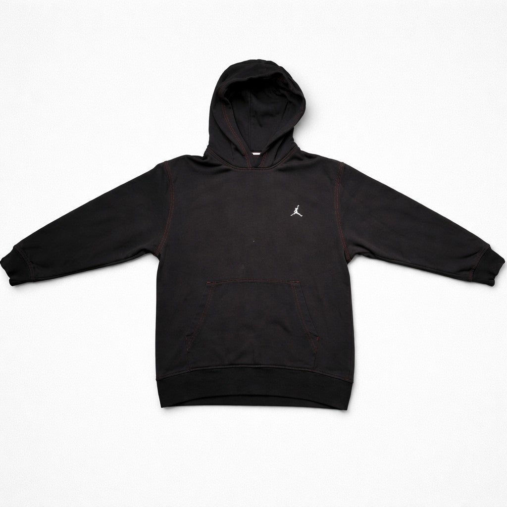Original Jordan Hoodie / Kapuzenpullover– Schwarz, rote Kontrastnähte– Gr. L
