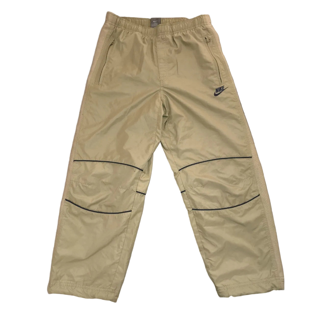 Vintage Nike Track Pants / Trainingshose – Beige/Khaki ¾ Hose, mit Zugbund unten