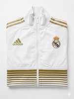 Vintage Adidas Real Madrid Track Jacket - Weiß-Goldene Streifen - Gr. M - Selten