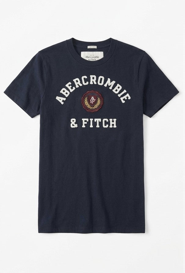 Herren T-Shirt - Grau - Abercrombie & Fitch mit Frontpatch, Schwarz, Größe M