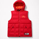 Nike Air Herren Puffer Weste Rot Orange Kapuze Steppweste Gr. S Winterweste