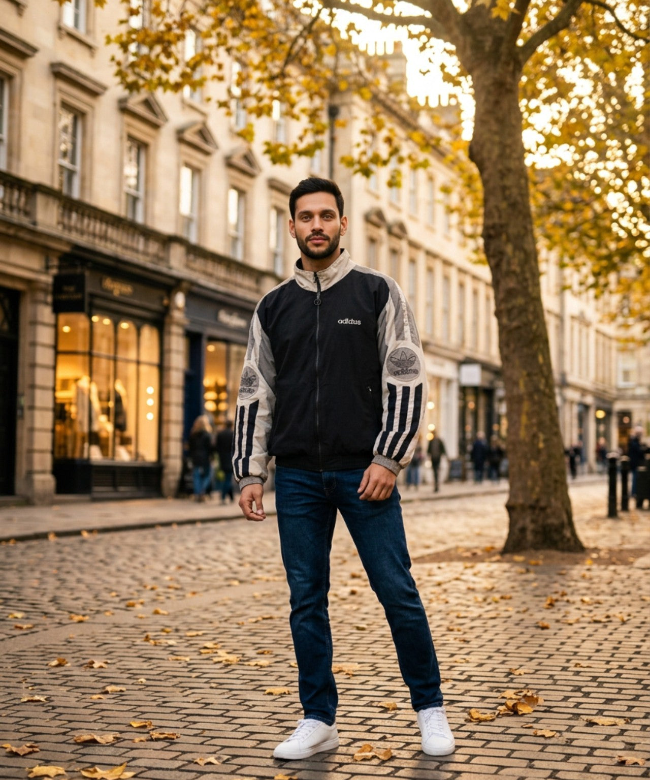 Adidas Vintage - Trainingsjacke, Schwarz, Big Patch- Pascha Style, Gr. M, Unisex